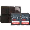 2X Ultra 128 GB SDXC UHS I Memory Card 100 MBs + Memory Card Holder view 1