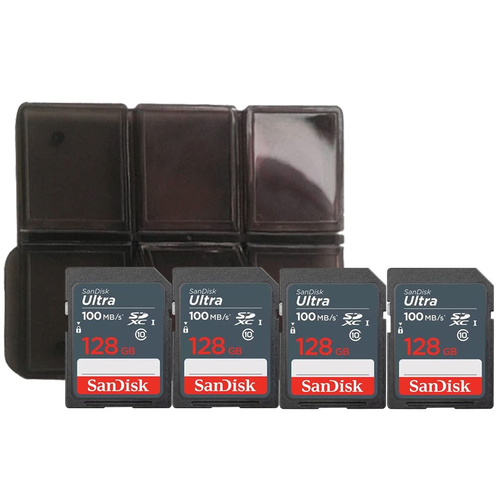 4X Ultra 128 GB SDXC UHS I Memory Card 100 MBs + Memory Card Holder