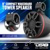 DS18 Hydro NXL-X8PRO/BK 8" Compact Wakeboard Tower Speakers with Hybrid Mid-Range & Compression Driver Loudspeaker, Integrated RGB LED Lights, 500 Watts, Speaker Cover Included  Pair view 2