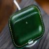 Airpods Pro Case Vegetable Tanned Italian Leather Handmade Supports Wireless Charging (Green) view 3