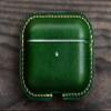 Airpods Pro Case Vegetable Tanned Italian Leather Handmade Supports Wireless Charging (Green) view 4