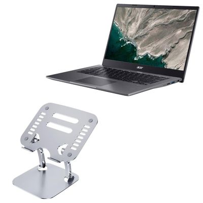 BoxWave Stand and Mount Compatible with Acer Chromebook 514 (CB514-1W) - Executive VersaView Laptop Stand, Ergonomic Adjustable Viewing Angle Metallic Riser - Metallic Silver