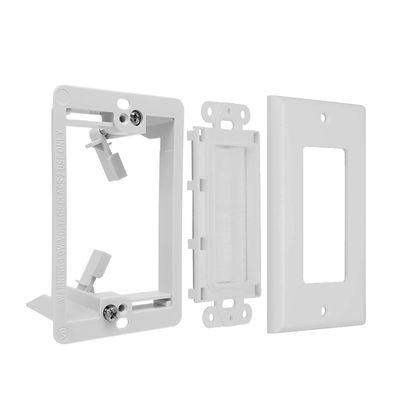 BLKKAP Brush Plate Decora Single Gang Style Wall Plate Pass Through with Low Voltage Flush Mounting Bracket (Set), White, 5 Pc(s)