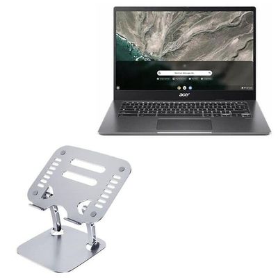 BoxWave Stand and Mount Compatible with Acer Chromebook 514 (CB514-1WT) - Executive VersaView Laptop Stand, Ergonomic Adjustable Viewing Angle Metallic Riser - Metallic Silver