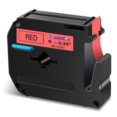 USUPERINK 100 Pack Compatible for Brother P Touch M Tape M-K421 MK421 M421 M-421 9mm 3/8 Inch 0.35'' Red Label Tape for PT-45M PT-55BM PT-55S PT-65 PT-65SB Label Maker Tape Black on Red