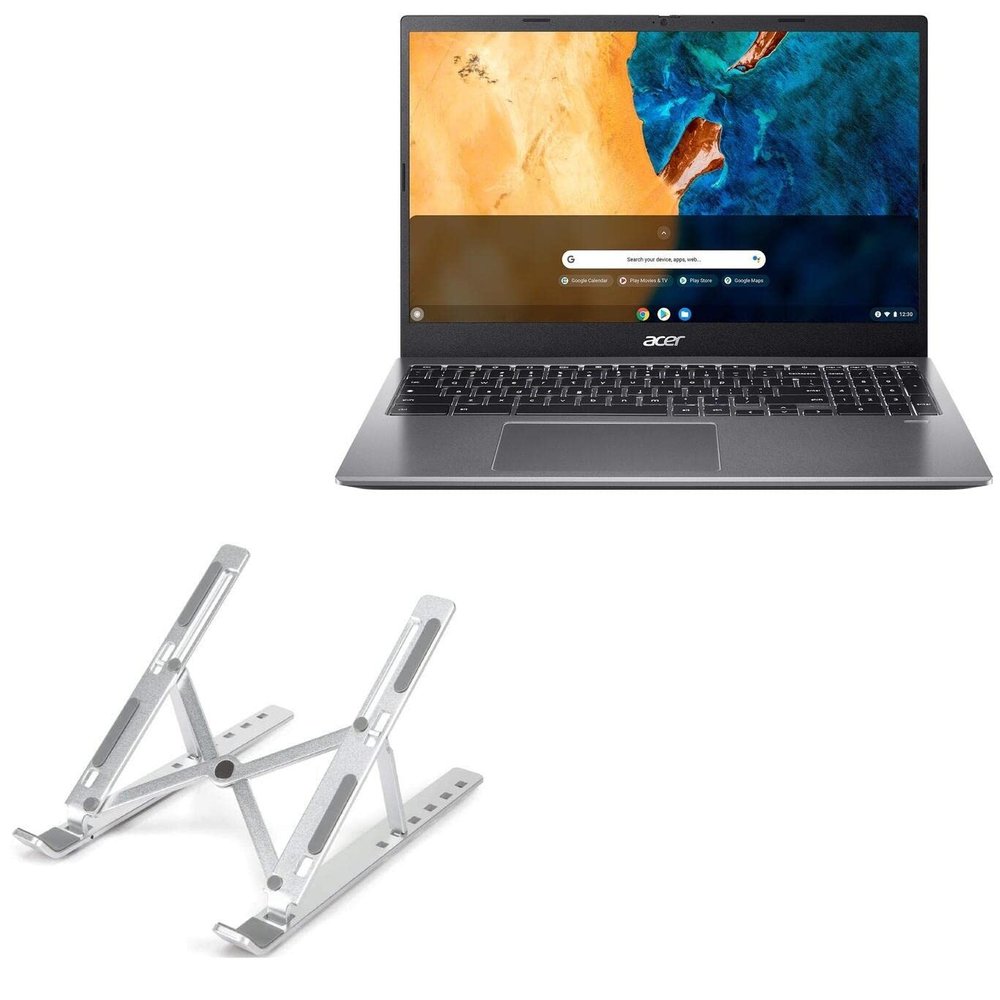 BoxWave Stand and Mount Compatible with Acer Chromebook 515 (CB515-1W) - Compact QuickSwitch Stand, Portable Multi Angle Viewing Foldable Riser - Metallic Silver