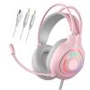 Anivia G1 Pink Gaming Headset for PS4, PS5, Xbox One, PC, Switch, Wired Over-Ear Headphone with Noise Isolation Microphone, Surround Sound Headphone with LED Light view 1