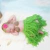 Cute Baby Photography Outfits, Knitted Skirt + Headband + Bra Tail Hawaii Skirt Outfit Set Crochet Baby Outfits Newborn Photography for Boys Girls Baby Photography Props view 3