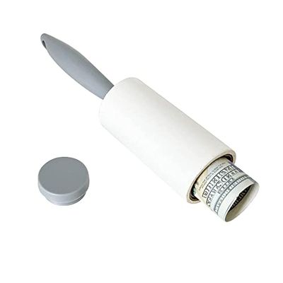MyGiftHub Keep Your Secret Lint Roller- Money Safe for Cash Valuables, Portable Mini Hidden Safe with Key & Puzzle Design for Home Office Outdoor Key HiderWhite