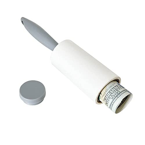 MyGiftHub Keep Your Secret Lint Roller- Money Safe for Cash Valuables, Portable Mini Hidden Safe with Key & Puzzle Design for Home Office Outdoor Key HiderWhite