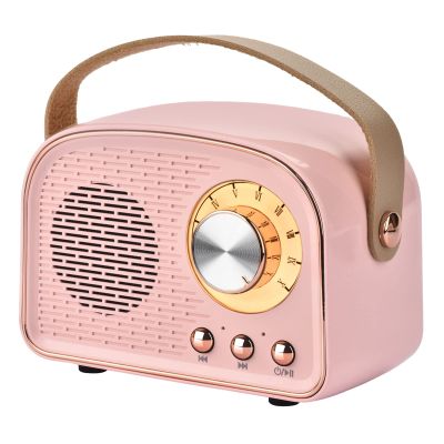 Aresrora Retro Bluetooth Speaker,Wireless Vintage Speaker,Outdoors Wireless Portable Bluetooth Speakers Supports TWS Pairing/U-Disk/TF Card/AUX for Home,Travel,Outdoor (Pink)
