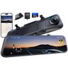 Pelsee P12 Pro 4K Mirror Dash Cam w/ADAS and BSD, 5.8GHz WiFi 20MB/s Download, Rear View Mirror Camera 4K Front and 1080P Rear, Voice Control, GPS, Color Night Vision, 12" Touch Screen,32G Memory Card view 1