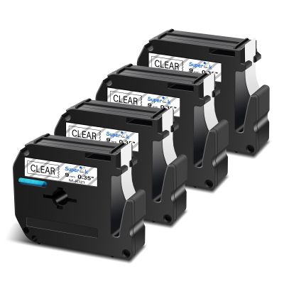 USUPERINK 4 Pack Compatible for Brother P Touch M Tape M-K121 MK121 M121 M-121 9mm 3/8 Inch 0.35'' Clear Label Tape for PT-65 PT-65SB PT-65SCCP PT-65SL PT-65VP Label Maker Tape Black on Clear