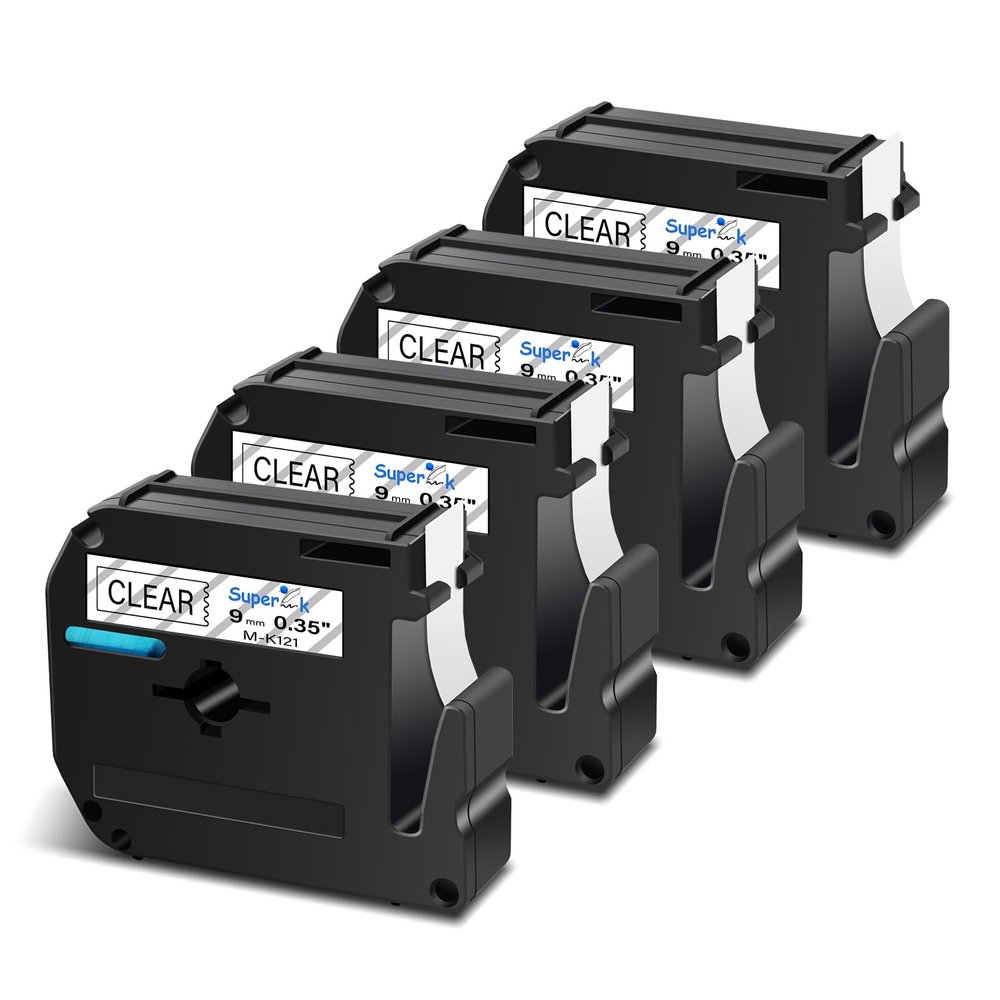 USUPERINK 4 Pack Compatible for Brother P Touch M Tape M-K121 MK121 M121 M-121 9mm 3/8 Inch 0.35'' Clear Label Tape for PT-65 PT-65SB PT-65SCCP PT-65SL PT-65VP Label Maker Tape Black on Clear