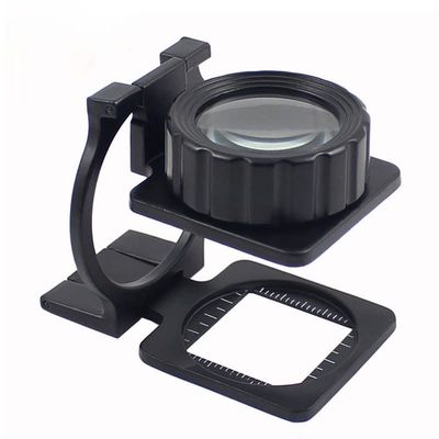 Aurorad 20x Folding Magnifier Optical Mirror Double Lens Full Metal with Scale Photo Cloth Electric Iron Check Circuit