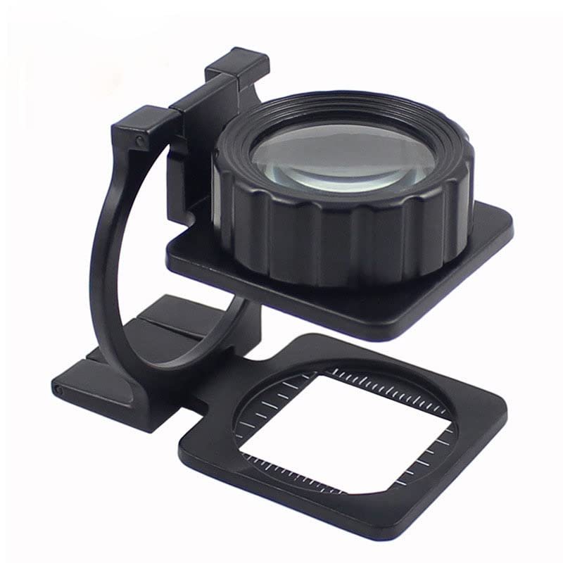 Aurorad 20x Folding Magnifier Optical Mirror Double Lens Full Metal with Scale Photo Cloth Electric Iron Check Circuit