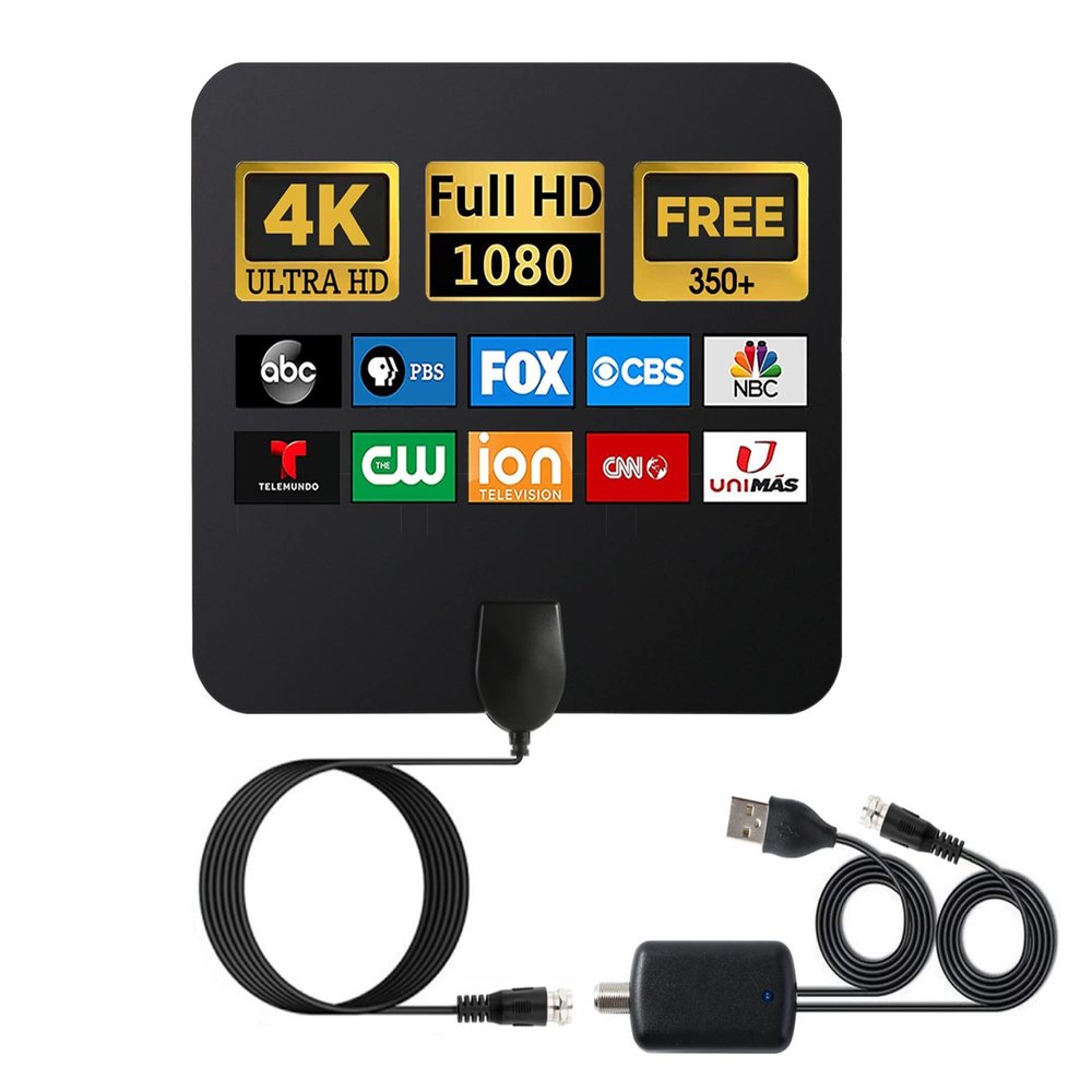 AUTERCO Amplified HDTV Antenna 350+ Mile Range - Indoor Outdoor Digital TV Antenna with Signal Booster, Supports 4K 1080P HD Channels, Weatherproof Design for Attic/Window/Wall Mount