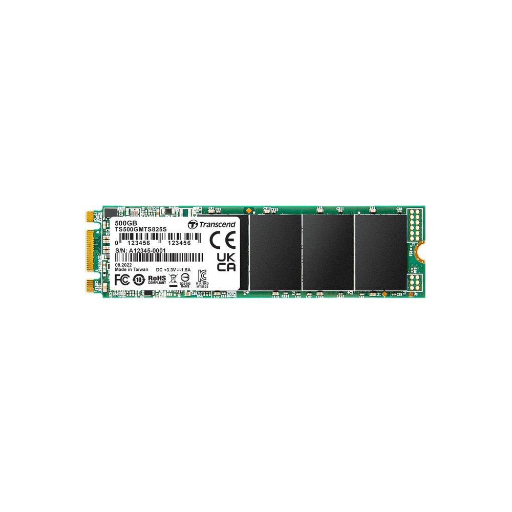 Transcend MTS825 500GB M.2 2280 SATA III SSD, Up to 530MB/s, Compatible w/Ultrabook Laptop PC Desktop, 3D TLC NAND Flash Internal Solid State Drive, LDPC/Error Correction ECC/B+M Key/SLC Cache