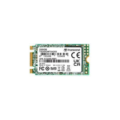 Transcend MTS425 M.2 2242 SATA III SSD 250GB, Up to 500MB/s, Compatible with Ultrabook, Laptop, PC, Desktop, 3D TLC NAND Flash Internal Solid State Drive, LDPC Error Correction, SLC Cache, B+M Key