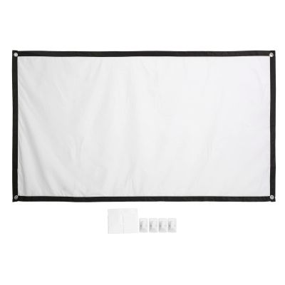 Projector Screen 60 Inch, Portable 16:9 4K HD Movie Projector Screen Foldable Outdoor Indoor Video Projection Screen with 4 Hook, Wrinkle Design for Home Theater Backyard Cinema