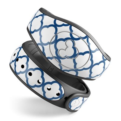 Design Skinz Navy & White Seamless Morocan Pattern V2 Premium Vinyl Decal Wrap Cover for The Disney MagicBand 1 (Fits MagicBand 1 for Disney Parks)