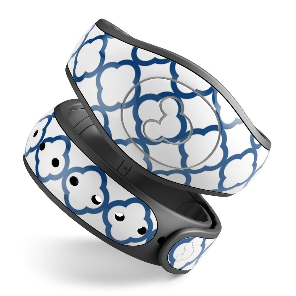 Design Skinz Navy & White Seamless Morocan Pattern V2 Premium Vinyl Decal Wrap Cover for The Disney MagicBand 1 (Fits MagicBand 1 for Disney Parks)