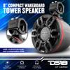 DS18 Hydro CF-X8PRO 8" Compact Wakeboard Tower Speakers with Hybrid Mid-Range & Compression Driver Loudspeaker, Integrated RGB LED Lights, 500 Watts, Carbon Fiber Color, Speaker Cover Included view 2