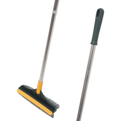 Housoutil Handle Floor Scrub Brush for Bathroom Cleaning Dual-Sided Design for Corner and Grout Easy Storage Hanging for Hard Reach Areas
