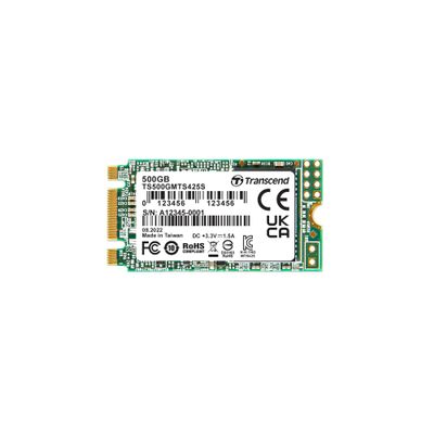 Transcend MTS425 M.2 2242 SATA III SSD 500GB, Up to 530MB/s, Compatible with Ultrabook, Laptop, PC, Desktop, 3D TLC NAND Flash Internal Solid State Drive, LDPC Error Correction, SLC Cache, B+M Key