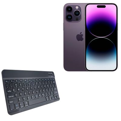 BoxWave Keyboard Compatible with Apple iPhone 14 Pro - SlimKeys Bluetooth Keyboard, Portable Thin with Chiclet-Style Keys - Jet Black
