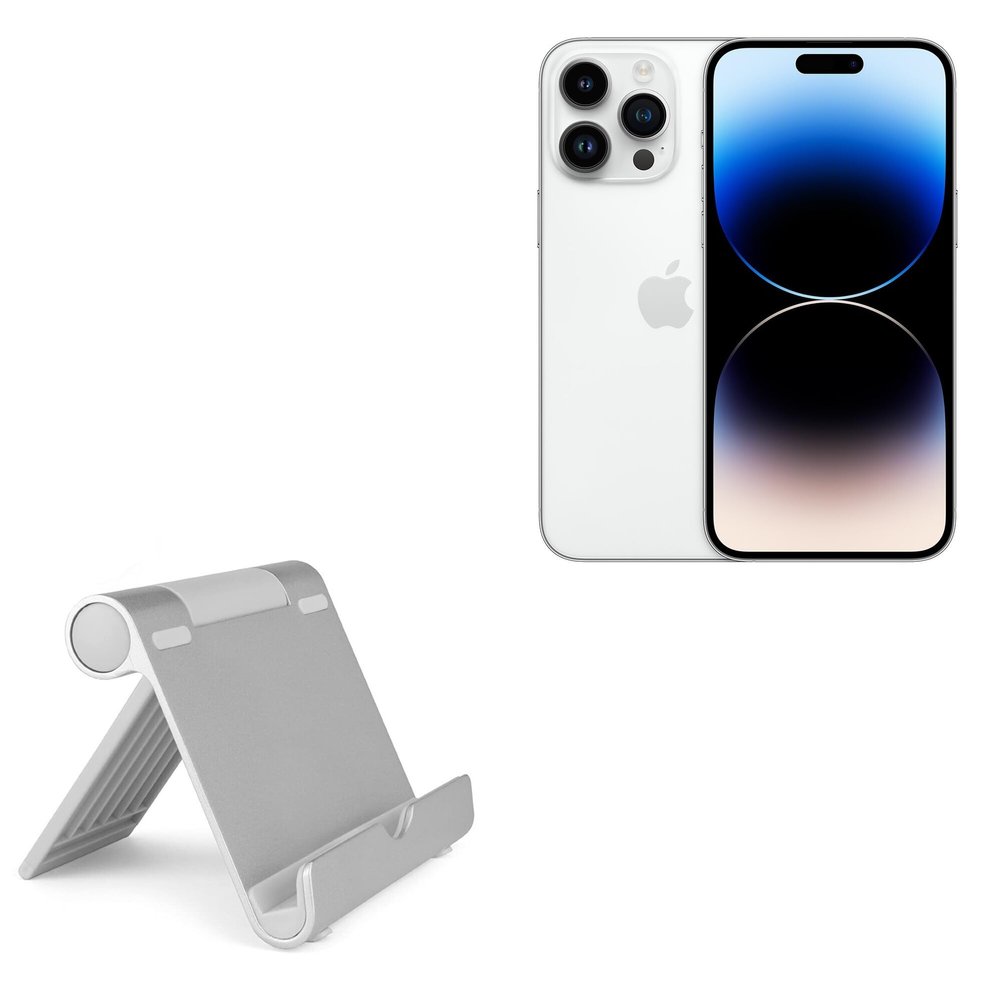BoxWave Stand and Mount Compatible with Apple iPhone 14 Pro Max - VersaView Aluminum Stand, Portable, Multi Angle Viewing Sturdy