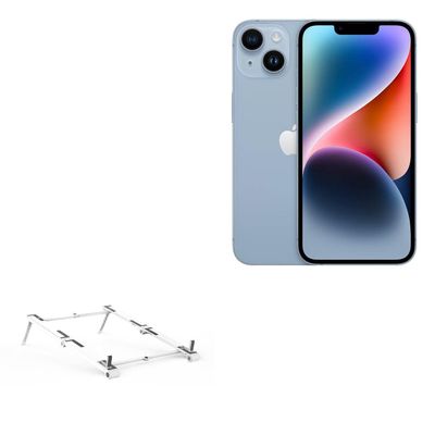 BoxWave Stand and Mount Compatible with Apple iPhone 14 - Pocket Aluminum Stand 3-in-1, Portable Multi Angle Viewing Riser - Metallic Silver