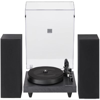 Crosley C62C Turntable HiFi System Record Player with Speakers, Adjustable Tonearm, Moving Magnet Cartridge, Bluetooth Receiver, 40W Per Channel, and Anti-Skate, Black