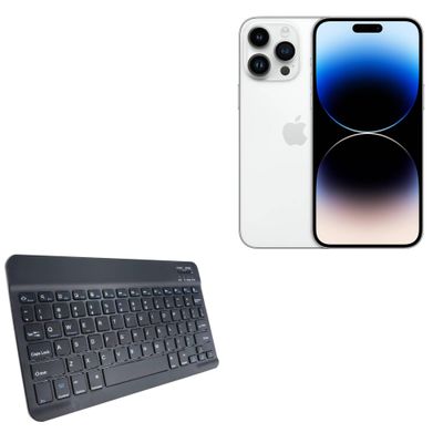 BoxWave Keyboard Compatible with Apple iPhone 14 Pro Max - SlimKeys Bluetooth Keyboard, Portable Thin with Chiclet-Style Keys - Jet Black