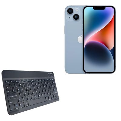 BoxWave Keyboard Compatible with Apple iPhone 14 - SlimKeys Bluetooth Keyboard, Portable Thin with Chiclet-Style Keys - Jet Black
