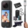 Insta360 X3 - Waterproof 360 Action Camera with 1/2" 48MP Sensors, 5.7K 360 HDR Video, 72MP 360 Photo, 4K Single-Lens, 2.29" Touchscreen, AI Editing |Bundle Includes Selfie Stick,Lens Guard&256GB view 1