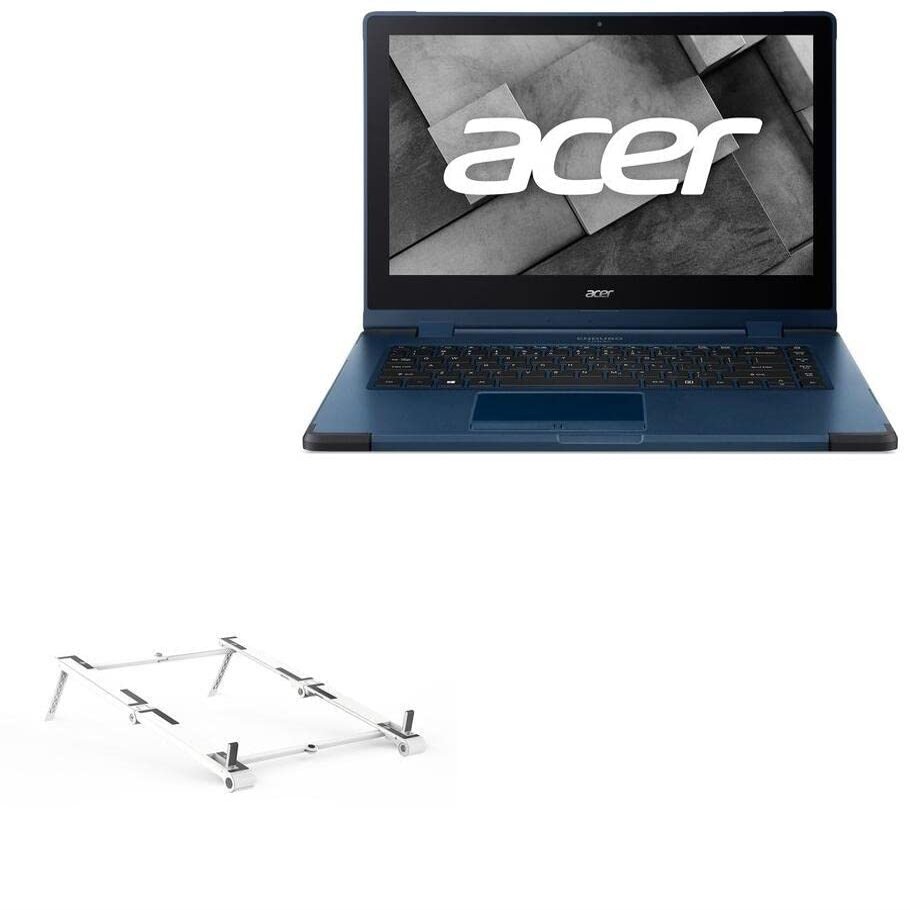 BoxWave Stand and Mount Compatible with Acer Enduro Urban N3 (EUN314-51W) - Pocket Aluminum Stand 3-in-1, Portable Multi Angle Viewing Riser - Metallic Silver