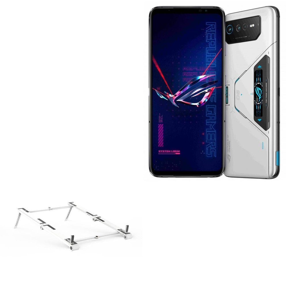 BoxWave Stand and Mount Compatible with ASUS ROG Phone 6 Pro - Pocket Aluminum Stand 3-in-1, Portable Multi Angle Viewing Riser - Metallic Silver