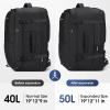 40-50L Carry on Backpack,Travel Backpack for Men Women,17.3 Inch TSA Flight Approved Laptop Backpack with Hidden Shoe Bag, Expandable Large Computer Business Suitcase Backpacks-Black view 2