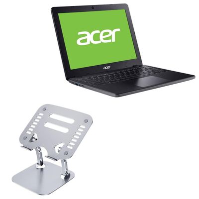 BoxWave Stand and Mount Compatible with Acer Chromebook 712 (C871T) - Executive VersaView Laptop Stand, Ergonomic Adjustable Viewing Angle Metallic Riser - Metallic Silver
