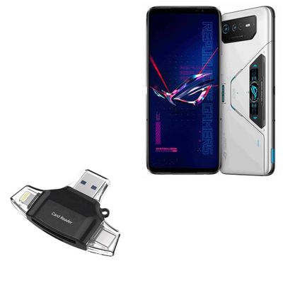 BoxWave Smart Gadget Compatible with ASUS ROG Phone 6 Pro - AllReader SD Card Reader, microSD Card Reader SD Compact USB - Jet Black