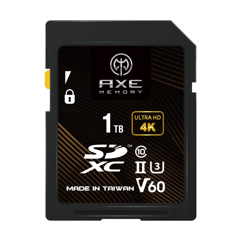 AXE MEMORY SD Card 1TB V60, 245MB/s UHS-II U3 4K Ultra Full HD, Professional Grade SDXC Memory Card
