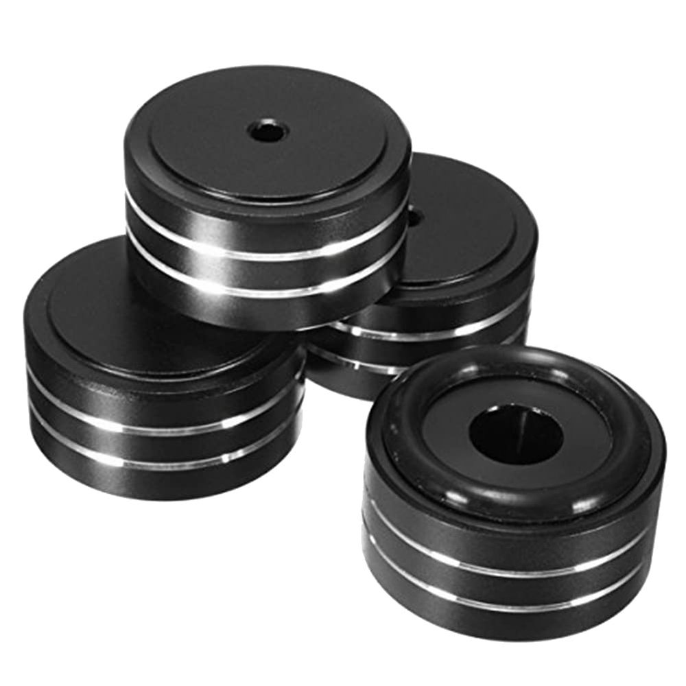 Pasotim 4Pcs 40X20mm Aluminum HiFi AMP Speaker Isolation Stand Turntable Feet Pad (Black)