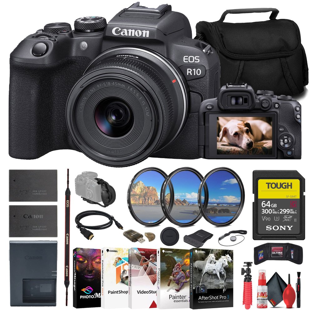 Canon EOS R10 Mirrorless Camera with 18-45mm Lens & Photo Software Bundle