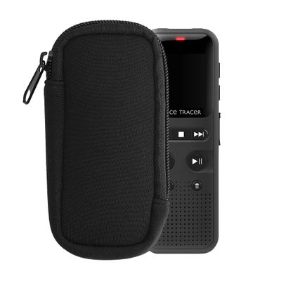 kwmobile Neoprene Voice Recorder Case Compatible with Universal Voice Recorder - Inside Size 4.5 x 1.8 inches (11.5 x 4.5 cm) - Black