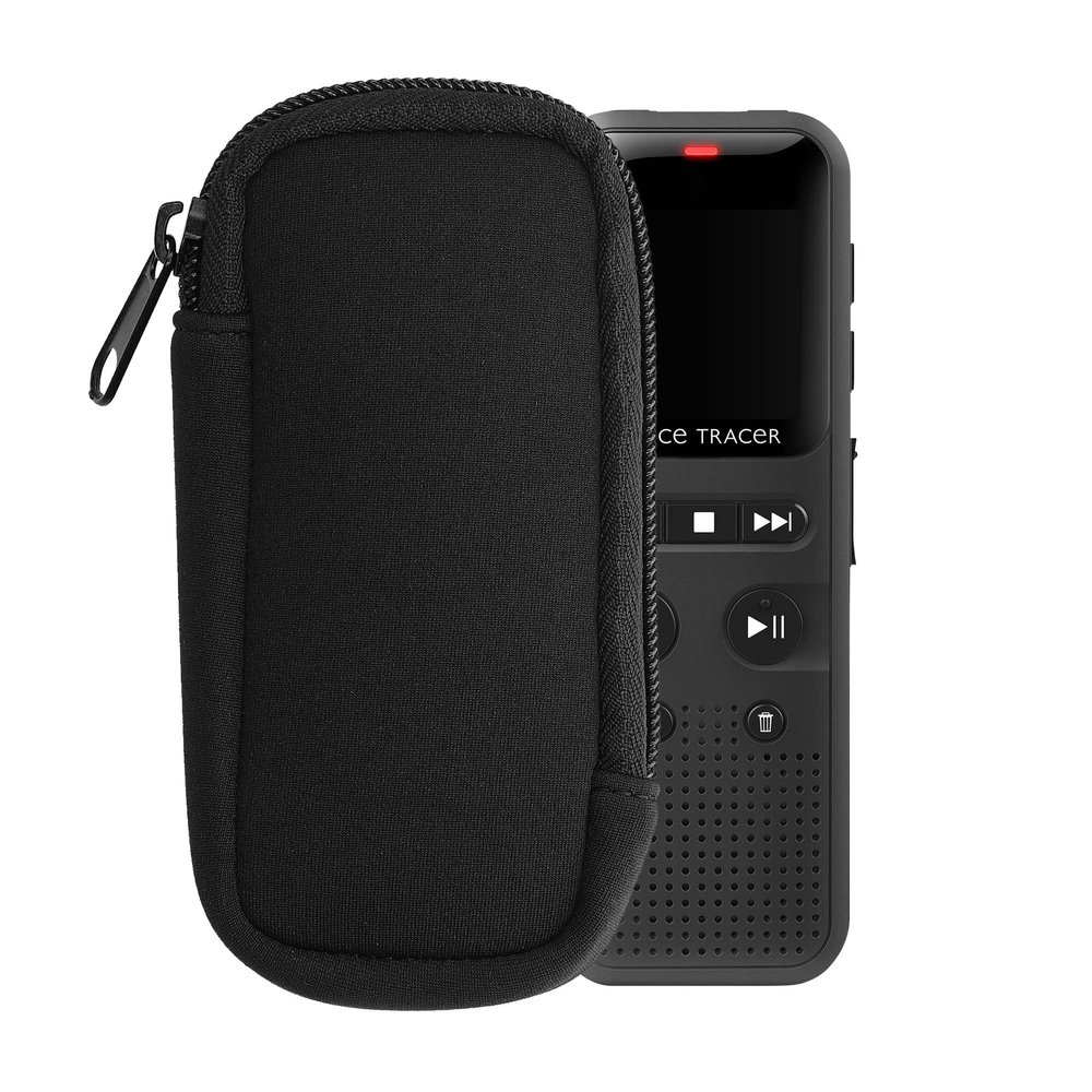 kwmobile Neoprene Voice Recorder Case Compatible with Universal Voice Recorder - Inside Size 4.5 x 1.8 inches (11.5 x 4.5 cm) - Black