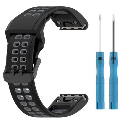 AWADUO Compatible for Garmin Fenix 7S/7S Solar/7S Sapphire Solar Watch Bands, 20mm Replacement Silicone Wrist Watch band Replacement for Garmin instinct 2S, Soft And Durable(Black+Gery)