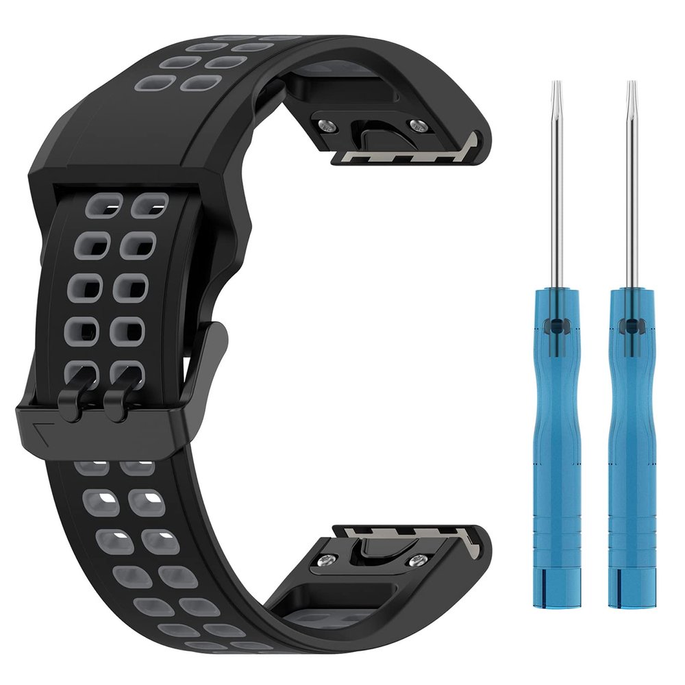 AWADUO Compatible for Garmin Fenix 7S/7S Solar/7S Sapphire Solar Watch Bands, 20mm Replacement Silicone Wrist Watch band Replacement for Garmin instinct 2S, Soft And Durable(Black+Gery)
