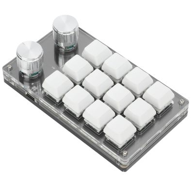 12 Keys Mini Keyboard One Hand Macro Mechanical Keyboard with 2 Adjustment Knobs, Plug and Play, Multifunction Shortcut Programmable Suitable for Office Gaming Lab(Black and White)
