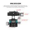 Andoer D-25C CNC Machining Aluminium Alloy Double Notch Ball Head Mini Ballhead Low Centre of Gravity for Manfrotto Tripod Monopod for DSLR Cameras Max Load Capacity 10 kg view 4